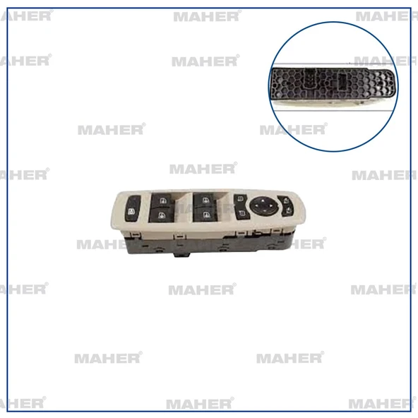 254000015R DÜĞME CAM AÇMA FLUENCE / MEGANE III / LAGUNA III (DÖRTLÜ) AYNA AYAR DÜĞMELİ ÇERÇEVELİ 19 PİN SOL ürün görseli 1