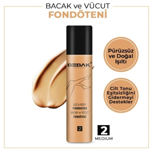 Bebak Bacak Fondöteni Medium No:2 Orta Ton 75 ML - Resim 2