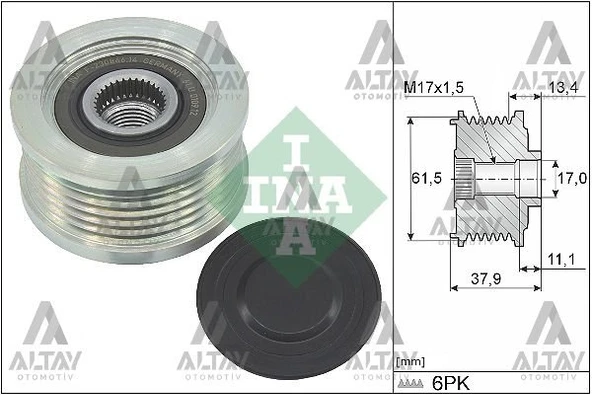 9949129 KASNAK ŞARJ DİNAMO DOBLO / BRAVO / MAREA 01-05 1.9 JTD ürün görseli 1