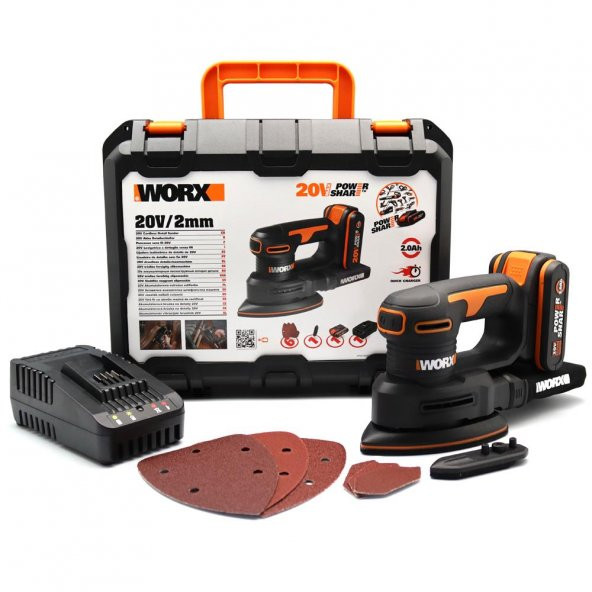 WORX WX822 20Volt 2.0Ah. Li-ion Şarjlı Profesyonel Üçgen Mouse Zımpara ürün görseli 1