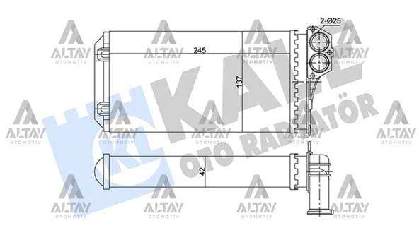 6448Q2 RADYATÖR KALORIFER 206 14-16 16V 1.6/2.0HDI 00= / 206+ (T3E) 1.4HDI  09=13  (MEKANIK) (245X137X35) ürün görseli 1