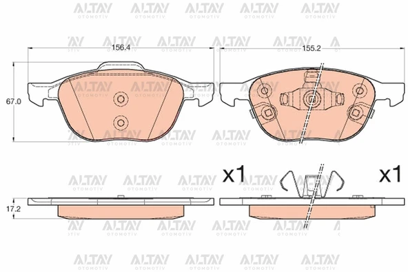 1223682 FREN BALATA MAZDA 3 03-08 / PRIMERA 03= / C5 / C-MAX / FOCUS / VECTRA C / S-40 / C-70 ÖN ürün görseli 1