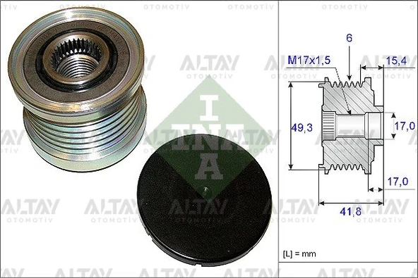 1612847280 KASNAK ŞARJ DİNAMO 207 / 208 / 308 / 508  07= 1.6 16V BNZ. 15,4 mm ürün görseli 1