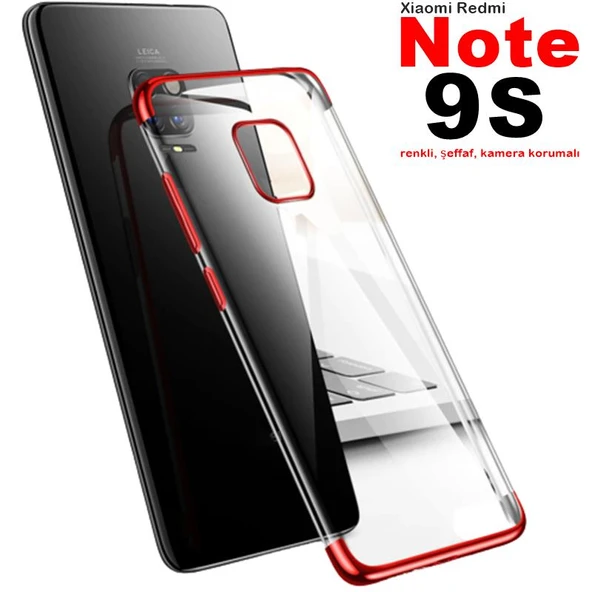 Xiaomi Redmi Note 9 PRo / 9S Köşeleri Renkli Kamera Korumalı Şeffaf Kılıf ürün görseli 1
