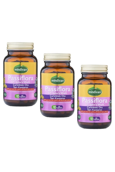 Mindivan Passiflora St. John's Wort Supplement for Relaxation x3 Piece ürün görseli 1