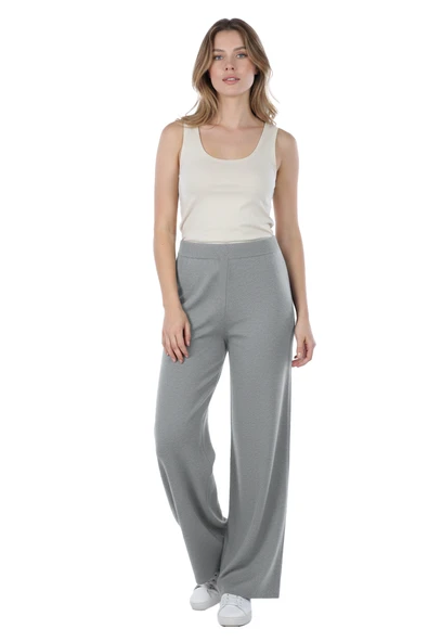 On Beli Lastikli Bol Paça Triko Pantolon ürün görseli 1