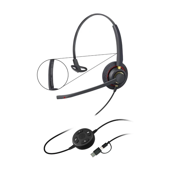Inbertec UB805M Professional Mono Yapay Zeka Gürültü Engelleyici USB Kulaklık ürün görseli 1