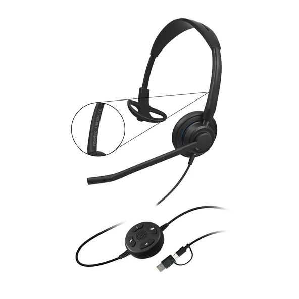 Inbertec UB815M Premium Mono Yapay Zeka Gürültü Engelleyici USB Kulaklık ürün görseli 1
