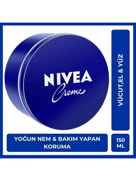 Nivea Creme 150ml, Bakım Yapan Koruma, Uzun Süreli Yoğun Nemlendirici, El Yüz Ve Vücut, Yumuşak Cilt Hissi ürün görseli 1