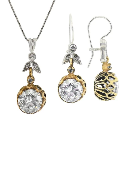 Gümüş zirkon tek taşlı otantik ikili set SGTL11593BEYAZ ürün görseli 1