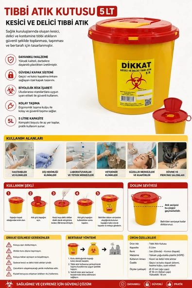 Tıbbi Atık Kutusu 5 Lt ürün görseli 1