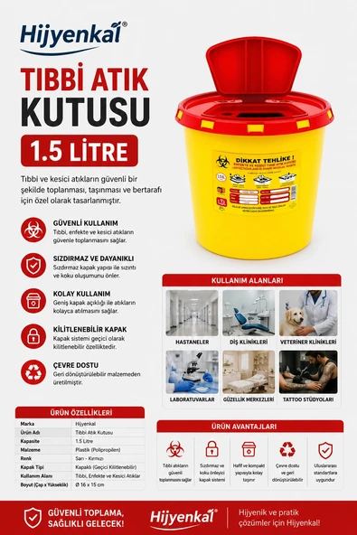 Tıbbi Atık Kutusu 1.5 Lt ürün görseli 1