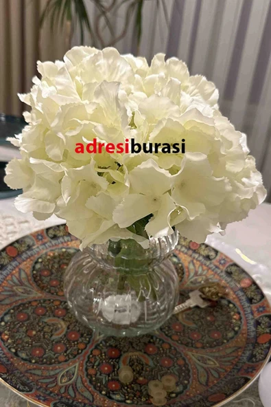 ABS Adresiyapayçiçek Yapay Çiçek 5 Dal Lux Ortanca Demeti Ekru – Yapay Çiçek Dekor, Masa Süsü, Fon ürün görseli 1