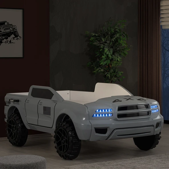 Arabalı Yatak, Pickup Ledli Arabalı Yatak 100x190 - Gri  Gri ürün görseli 1