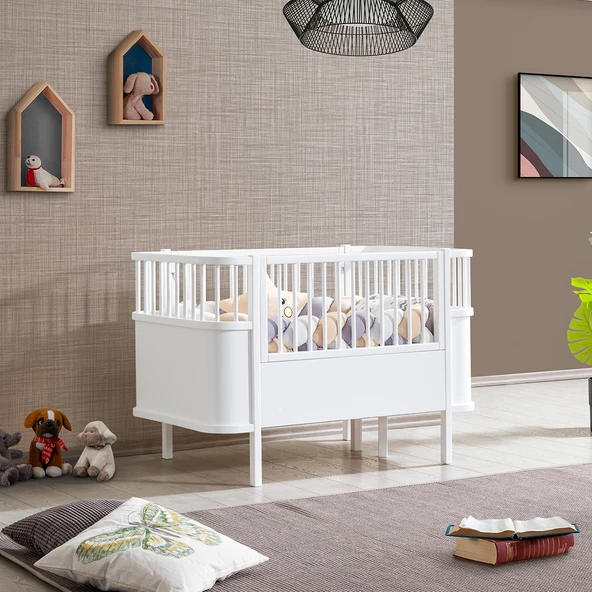 Mdf Beşik, Bella Büyüyen Beşik 90x120 1 Adet Comfort Yatak  beyaz ürün görseli 1