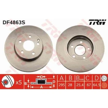 Mercedes Fren Diski Ön - Fren Diski Ön - Trw Df4863s ürün görseli 1