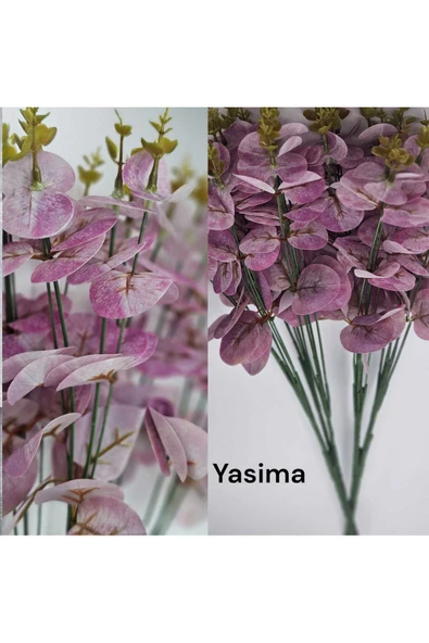 YASİMA Yapay 16 Dallı Lila Islak Okaliptus Bitkisi 47 Cm vazo saksı dekor süsü ürün görseli 1