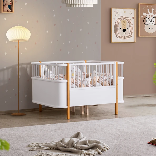 Mdf Beşik, Bella Büyüyen Beşik 90x120 1 Adet Comfort Yatak  ceviz ürün görseli 1