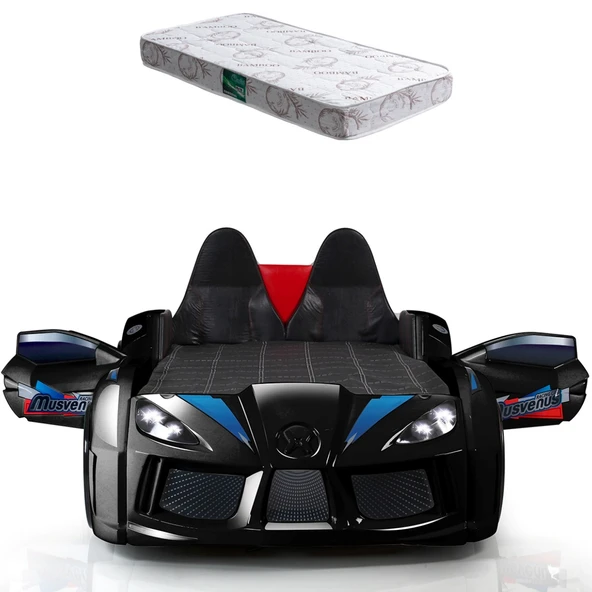 Arabalı Yatak, Audi Koltuklu Full Ledli Arabalı Yatak + 1 Adet Comfort Yatak  Siyah ürün görseli 1