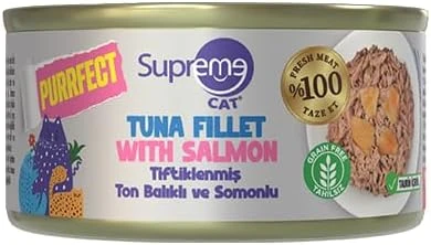 Supreme Cat Tiftiklenmiş Ton Balıklı ve Somonlu Yetişkin Konserve Kedi Maması 70gr ürün görseli 1