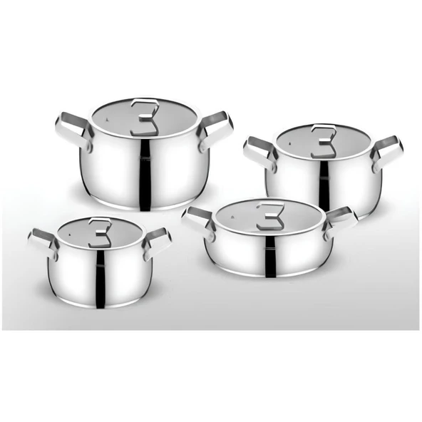 FMS 6025 Damla 8 Parça Çelik Tencere Takımı Metal Kulp ürün görseli 1