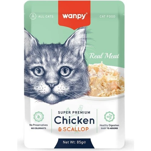 Wanpy Pouch Tavuklu & Deniz Taraklı Yaş Kedi Maması 85 gr ürün görseli 1