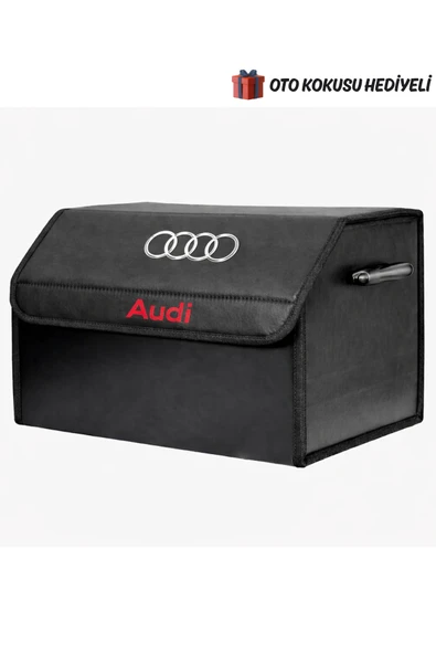 Audi Marka Logolu Oto Bagaj Organizer Çanta Oto Bagaj Çantası 2 Bölmeli Suni Deri ürün görseli 1