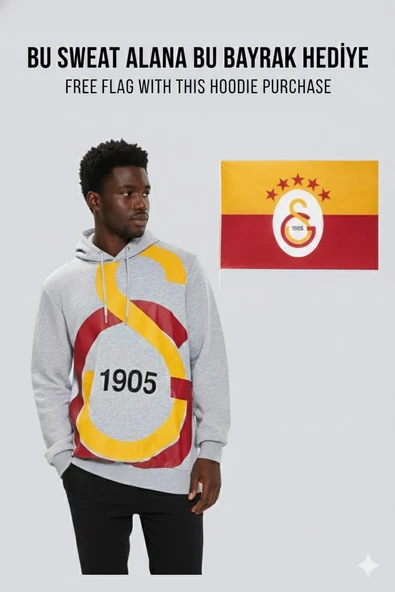 Galatasaray Büyük Logolu GRİ Sweatshirt BAYRAK Hediyeli ürün görseli 1