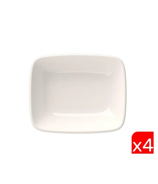 Tabak Evi Porselen Quadro Dikdörtgen Kayık Tabak 12x8,50cm 4 lü ürün görseli 1