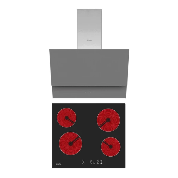 Simfer QS Gri Elektrikli 2'li Ankastre Set (Elektirikli Ocak + Davlumbaz) ürün görseli 1