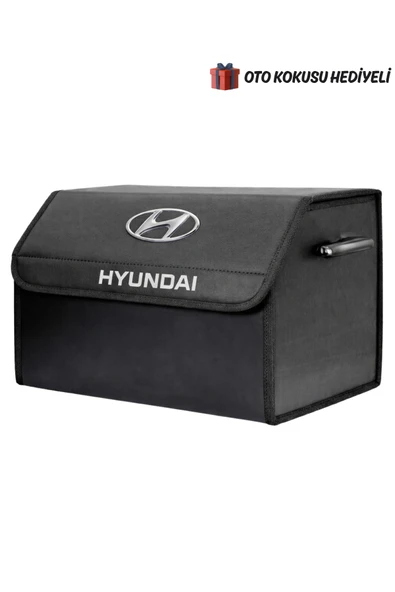 Hyundai Marka Logolu Oto Bagaj Organizer Çanta Oto Bagaj Çantası 2 Bölmeli Suni Deri ürün görseli 1