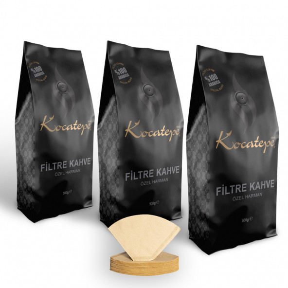 Kocatep Filtre Kahve 3 x 500 gr (Folyo Filtre Kağıdı Hediye) ürün görseli 1