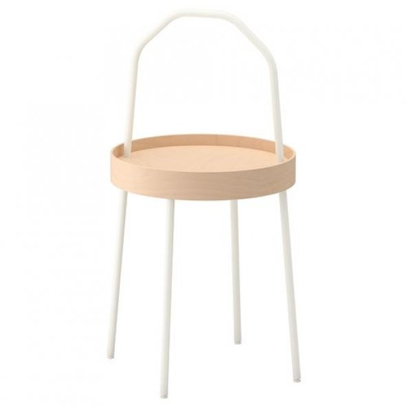 Kulplu Sehpa Beyaz Renk IKEA 38 cm Metal-Taşınabilir Sehpa ürün görseli 1