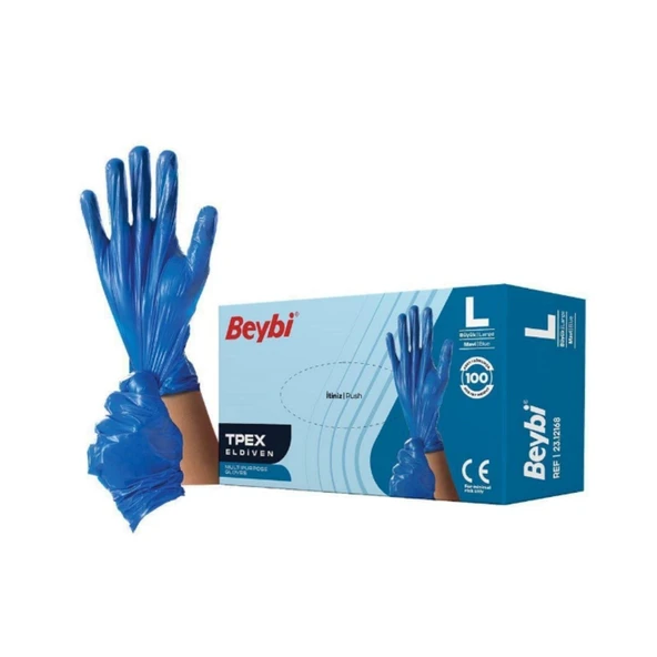 Beybi Tpex Eldiven Mavi Large 100'lü ürün görseli 1