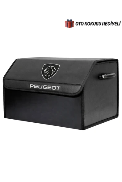 Peugeot Marka Logolu Oto Bagaj Organizer Çanta Oto Bagaj Çantası 2 Bölmeli Suni Deri ürün görseli 1