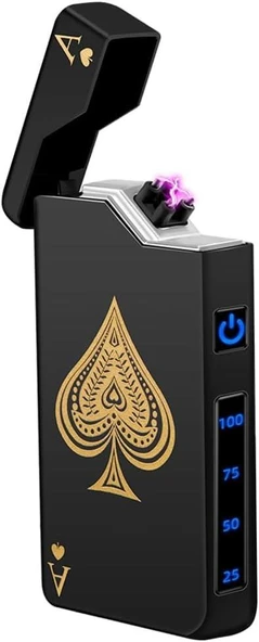 Valkyrie Maça As | USB-C Şarjlı Elektrikli Çakmak | Çift Ark Plazma | Alevsiz | Şarj Göstergeli Cep Çakmağı ürün görseli 1