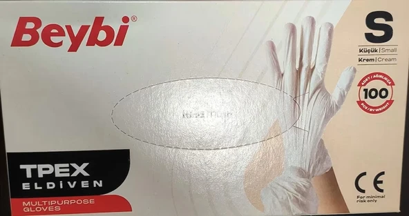 Beybi Tpex Eldiven Krem Small 100'lü ürün görseli 1
