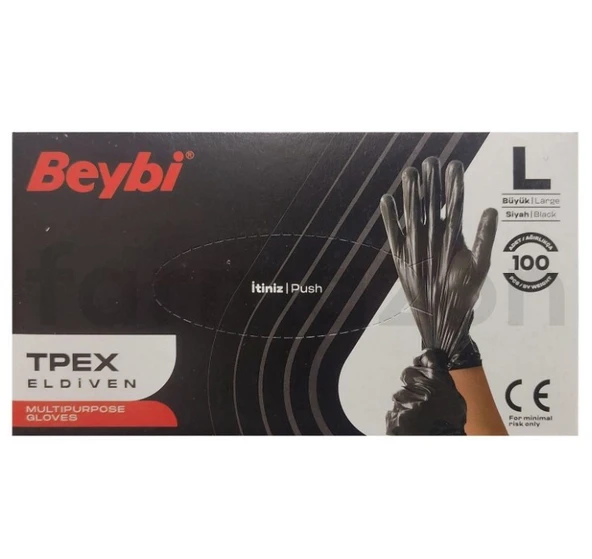 Beybi Tpex Eldiven Siyah Large 100'lü ürün görseli 1