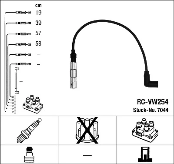 Vw Bujı Kablosu Takım - Rc-Vw254 - Ngk 7044 ürün görseli 1