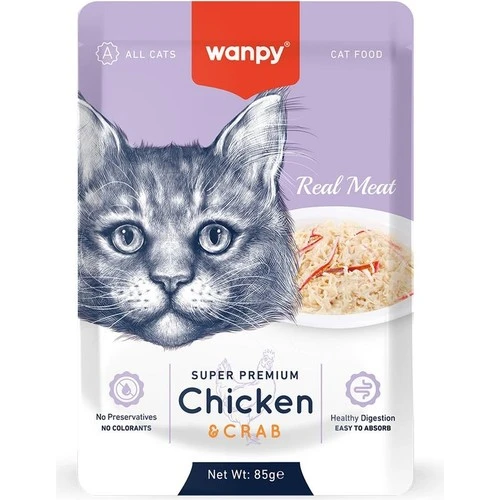Wanpy Pouch Tavuklu & Yengeçli Yaş Kedi Maması 85 gr ürün görseli 1
