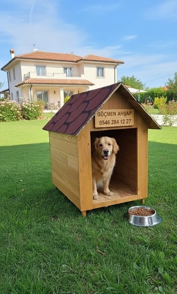 Orta Boy Irk Köpekler Için Doğal Ahşap Kulübe Dış Mekan Köpek Evi ürün görseli 1