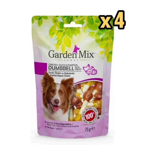 Garden Mix Tavuk Ördek Ve Balkabaklı Dambıl Köpek Ödülü 75 Gr x 4 Adet ürün görseli 1
