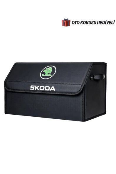 Skoda Marka Logolu Oto Bagaj Organizer Çanta Oto Bagaj Çantası 2 Bölmeli Suni Deri ürün görseli 1
