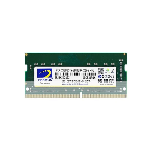 Twinmos 16 GB 2666 MHz DDR4 CL19 SODIMM MDD416GB2666N Ram ürün görseli 1