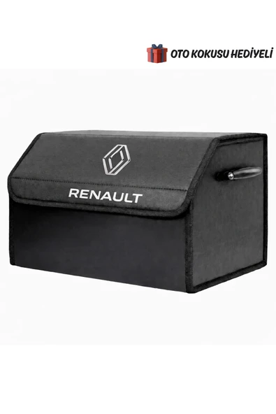 Renault Marka Logolu Oto Bagaj Organizer Çanta Oto Bagaj Çantası 2 Bölmeli Suni Deri ürün görseli 1