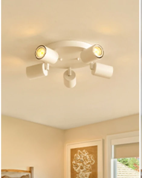 Rsylight Metal Beyaz Retro Dekoratif Modern 5 Li Led Spot 180 Derece Mafsallı Günışığı Ampullü ürün görseli 1