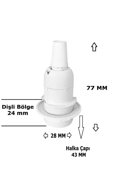 Şeffaf Kablolu E14 Beyaz Duylu, 4 Metre Arapuarlı (Aç Kapat Anahtar) (2X0,50) 65W - Resim 2