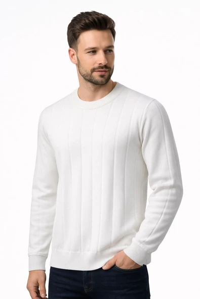 Slim Fit Bisiklet Yaka Uzun Kol Erkek Triko - 7520 ürün görseli 1