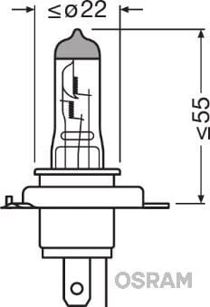 OSRAM H4 NL - İkili Kutu 64193NL-2HB 6055W 12V P43T5X2TRQR2BOSRAM AMPUL ürün görseli 1