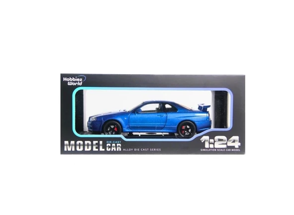Hobbiez World Nissan Skyline GT-R R34 Mavi 1/24 Model Araba ürün görseli 1